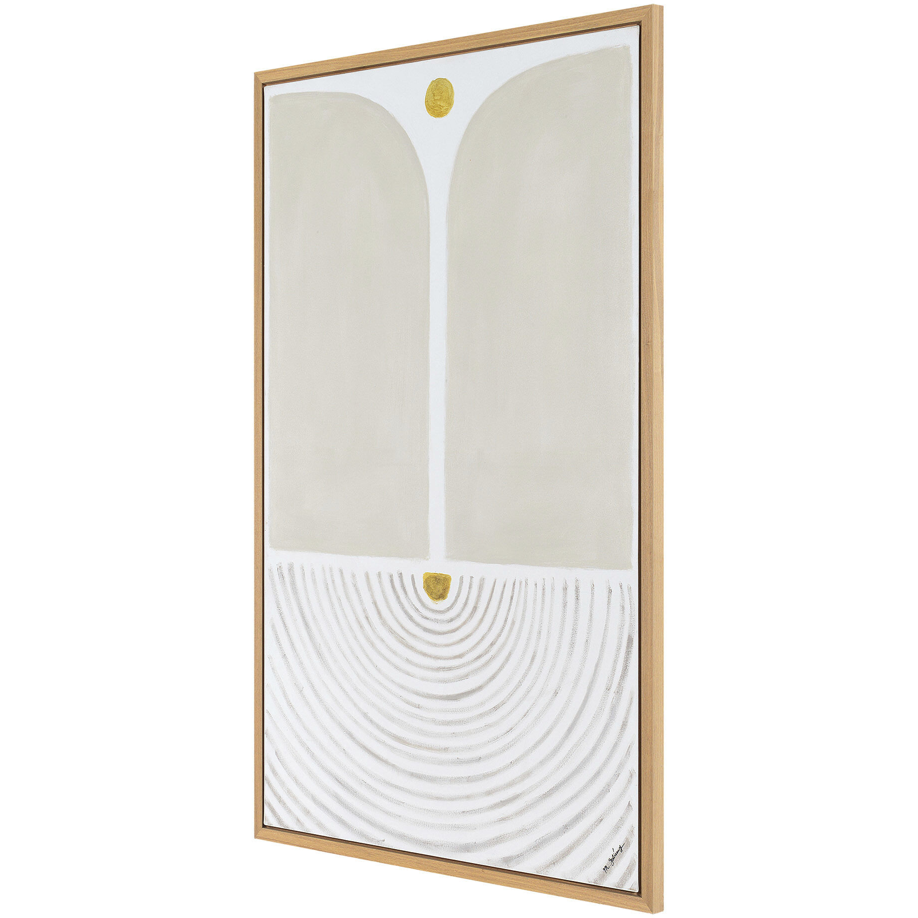 Martia Soft Beige and White Oak Canvas Art