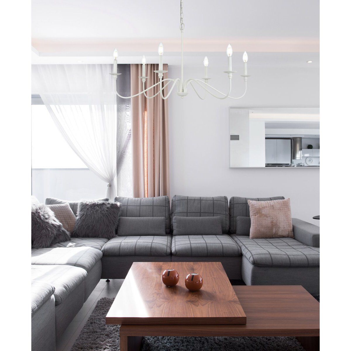 Rohan 6 Light 30 inch White Chandelier Ceiling Light