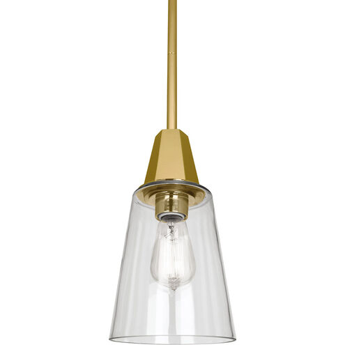 Wheatley 1 Light 15 inch Modern Brass Pendant Ceiling Light in Clear Glass