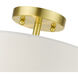 Meridian 2 Light 11 inch Satin Brass Semi Flush Ceiling Light 