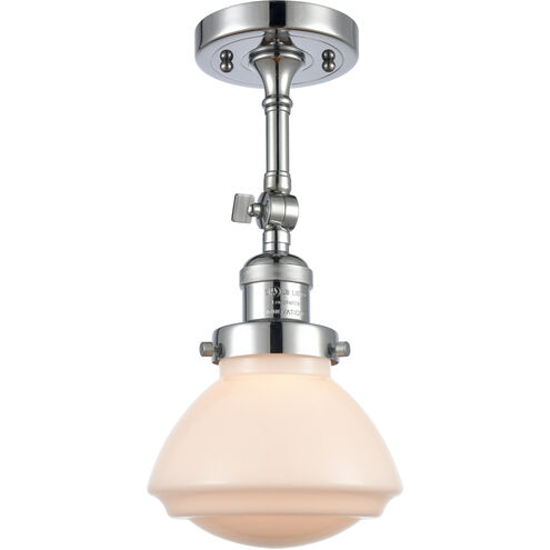Franklin Restoration Olean 1 Light 7 inch Polished Chrome Semi-Flush Mount Ceiling Light in Matte White Glass, Franklin Restoration