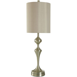 Cameron 31.25 inch 100 watt Brushed Nickel and Taupe Sateen Table Lamp Portable Light