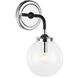 Particles 1 Light 5.88 inch Black and Chrome Wall Sconce Wall Light in Chrome and Clear