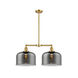 Franklin Restoration X-Large Bell 2 Light 21 inch Satin Gold Island Light Ceiling Light in Plated Smoke Glass, Franklin Restoration