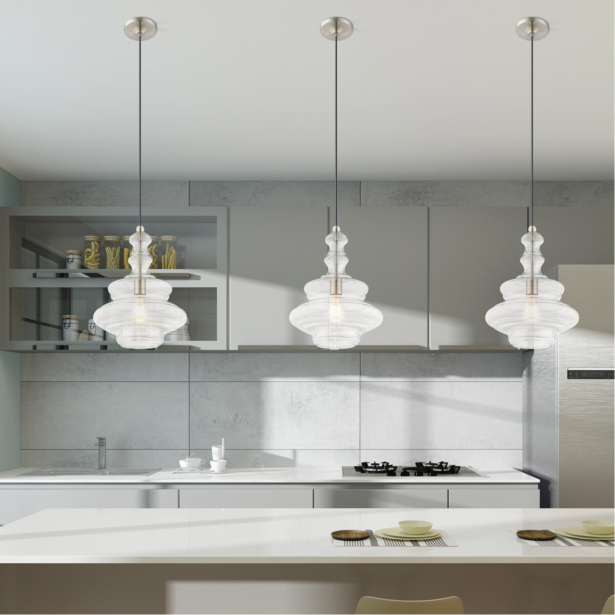 Art Glass 1 Light 12 inch Brushed Nickel Mini Pendant Ceiling Light