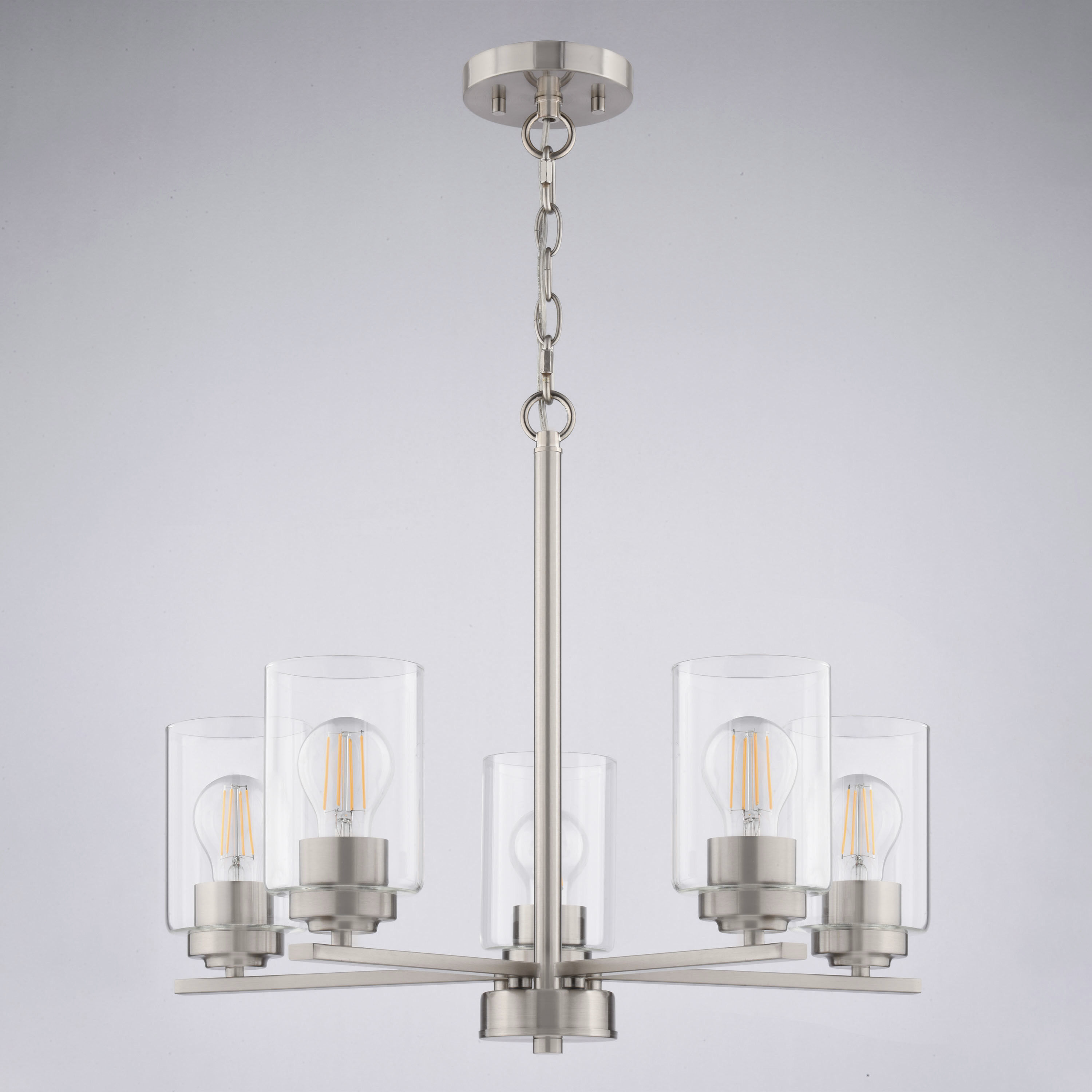 Park Ridge 5 Light 21 inch Satin Nickel Chandelier Ceiling Light