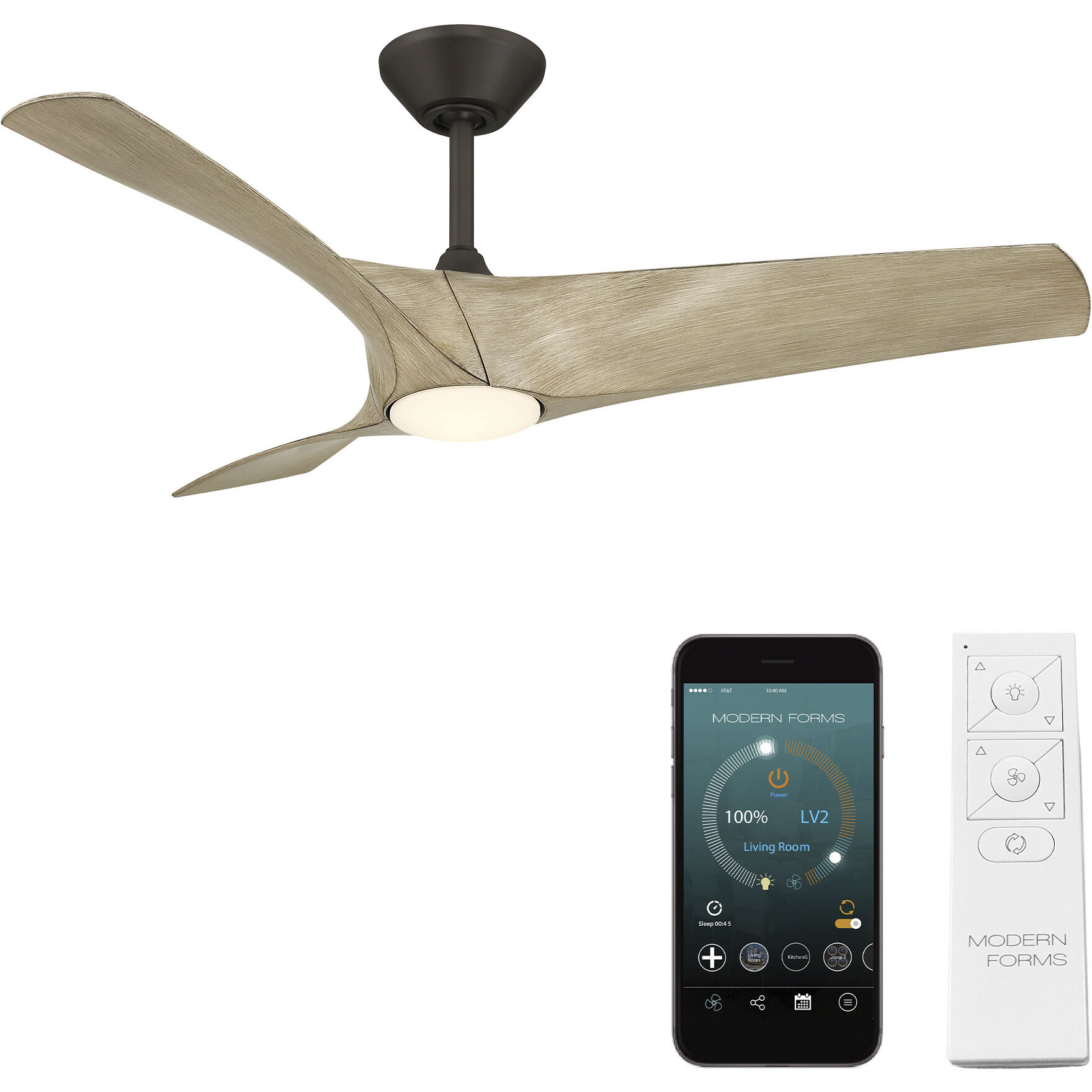 Zephyr 52 inch Bronze White Oak with White Oak Blades Ceiling Fan