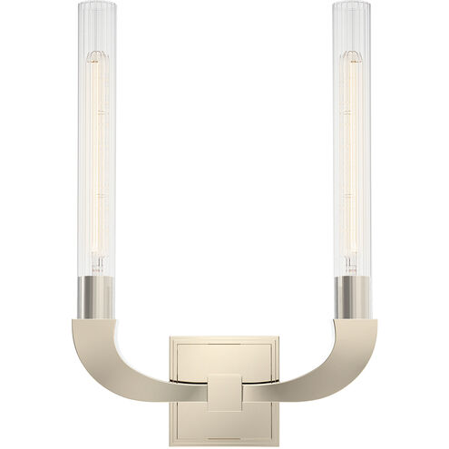 Flute 2 Light 17.51 inch Polished Nickel Vanity Light Wall Light