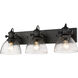 Yep Hines Vanity Wall Light in Matte Black, Seeded Glass