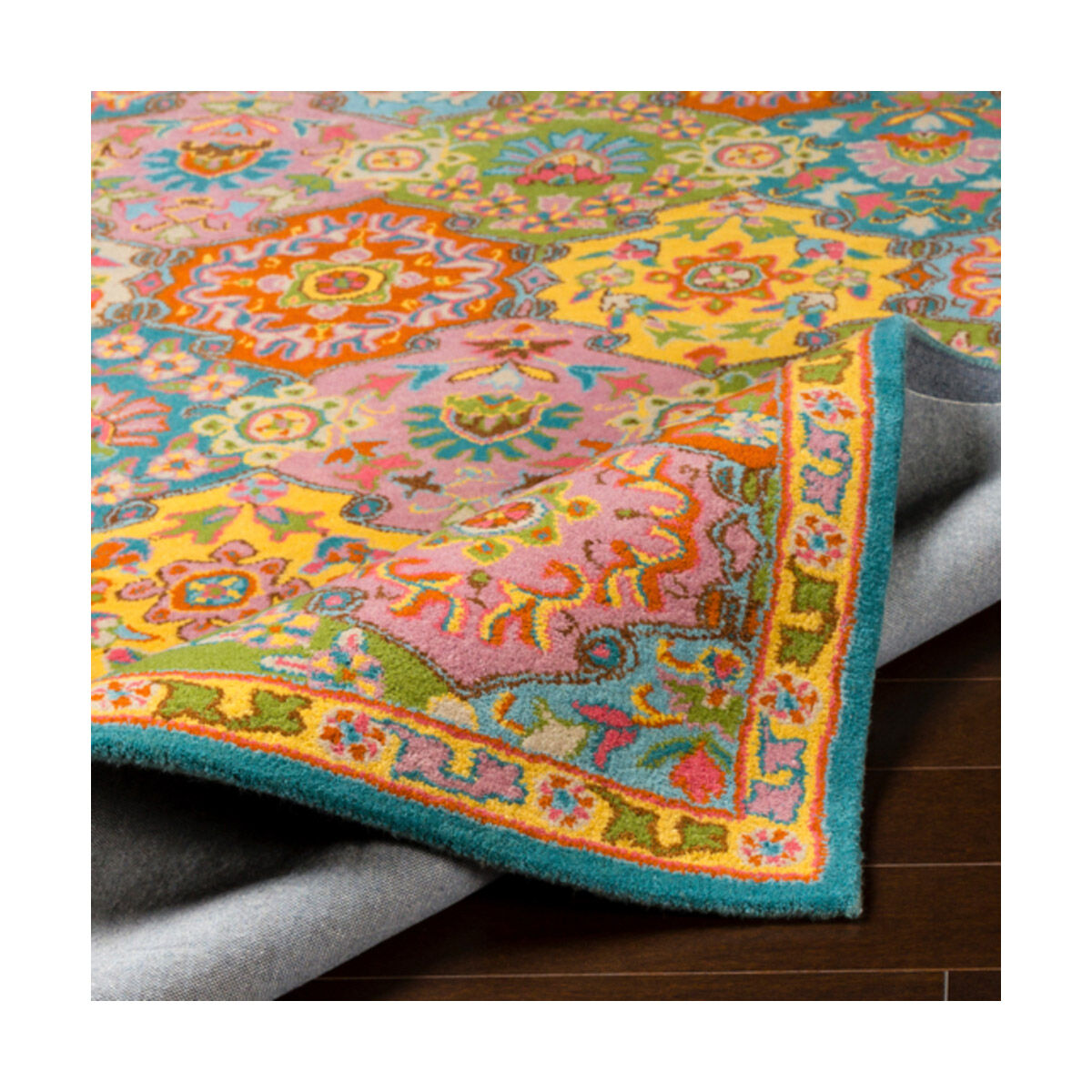 Caesar 117 X 117 inch Burnt Orange/Bright Yellow/Grass Green/Aqua/Rose Rugs, Square