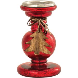 Glenwell Red with Natural Holiday Pillar Holder, Small