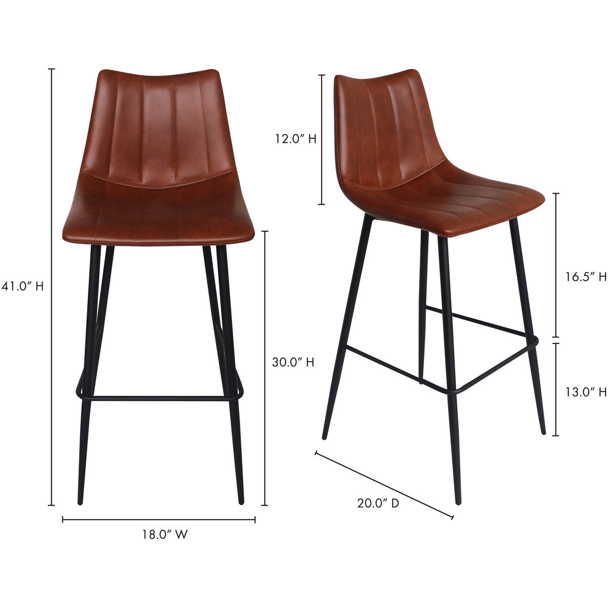 Alibi 41 inch Brown Barstool, Set of 2