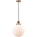 Franklin Restoration Beacon 1 Light 10 inch Antique Copper Mini Pendant Ceiling Light in Incandescent, Matte White