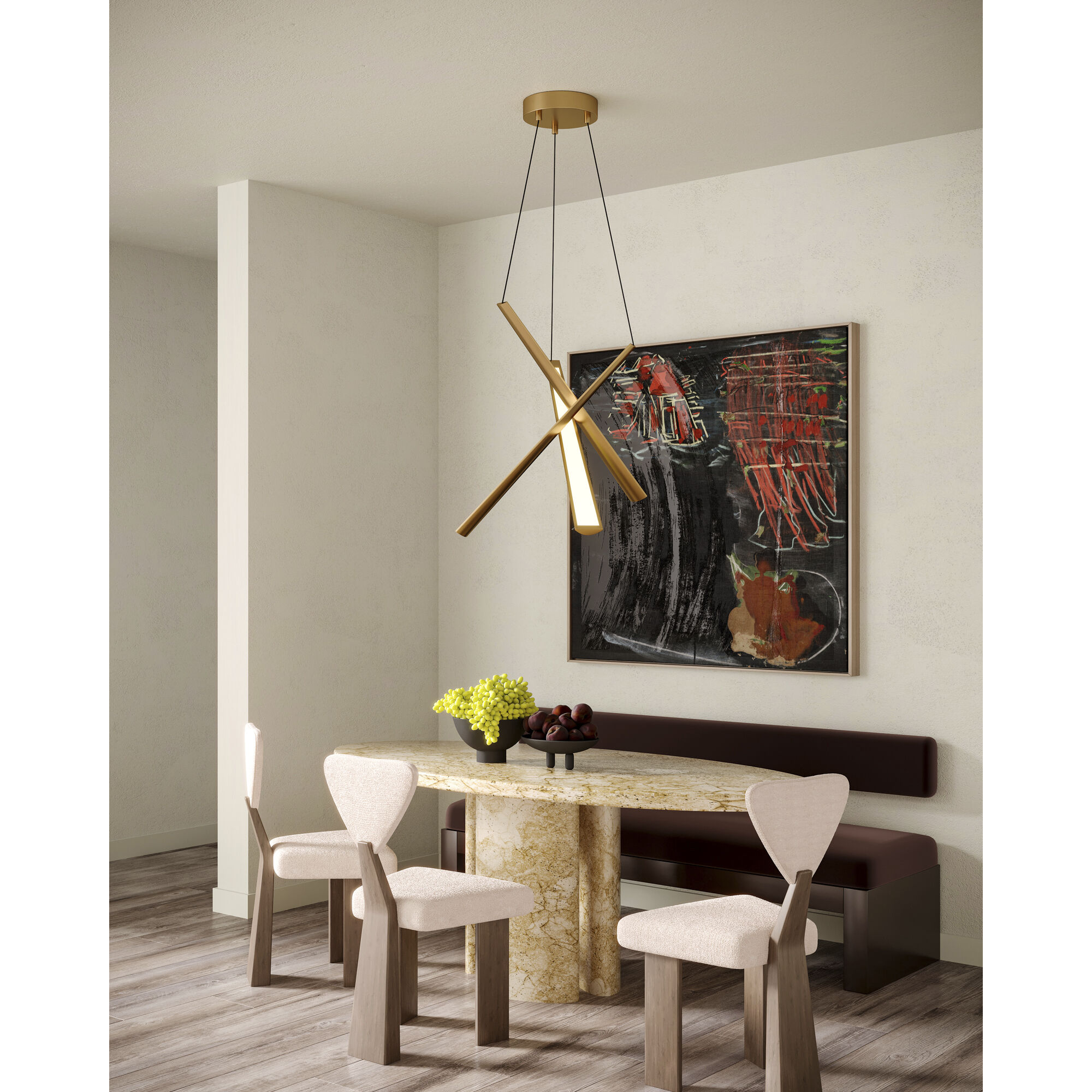 Lex LED 19.63 inch Vintage Brass Chandelier Ceiling Light