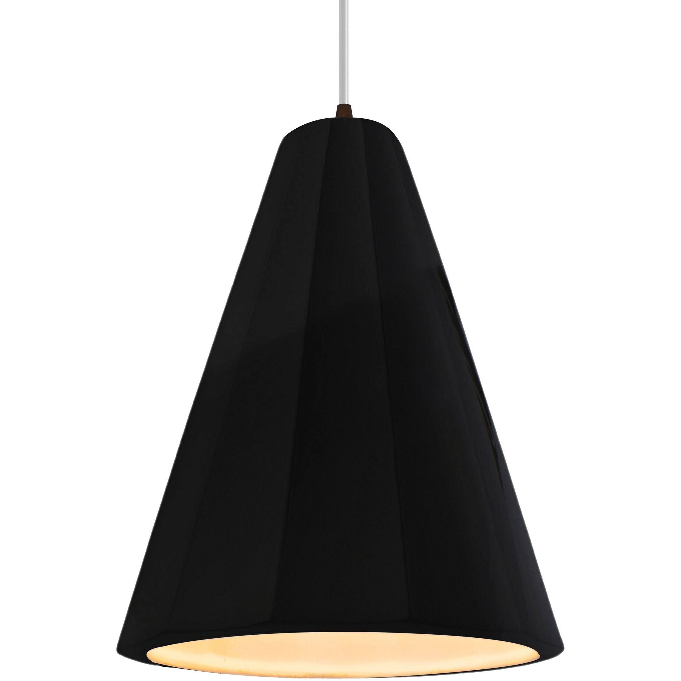 Radiance Collection - Fluted Pendant Ceiling Light in Dark Bronze, White Cord, Replaceable Bulb, Gloss Black, 9W x 13H, Form+Finish+Function