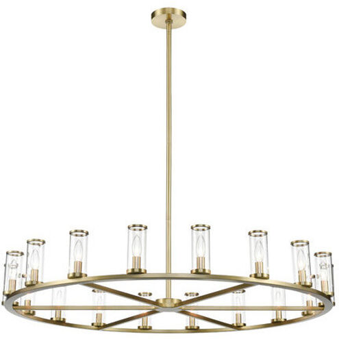 Revolve 18 Light 48.13 inch Clear Glass and Natural Brass Chandelier Ceiling Light