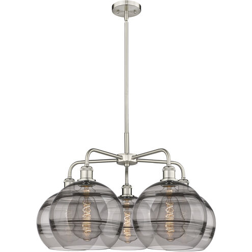 Ballston Rochester 5 Light 28 inch Satin Nickel Stem Hung Chandelier Ceiling Light