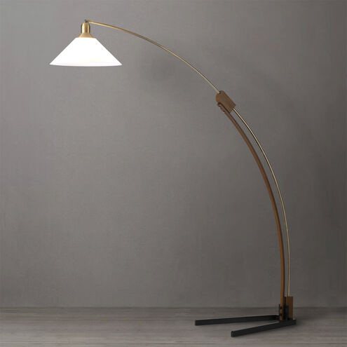 Melmar 80 inch 100.00 watt Walnut and Weathered Brass with Black Arc Floor Lamp Portable Light