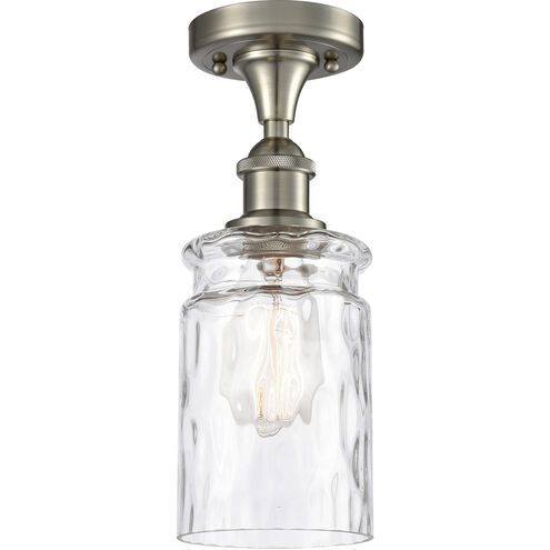 Ballston Candor 1 Light 5 inch Brushed Satin Nickel Semi-Flush Mount Ceiling Light in Clear Waterglass, Ballston