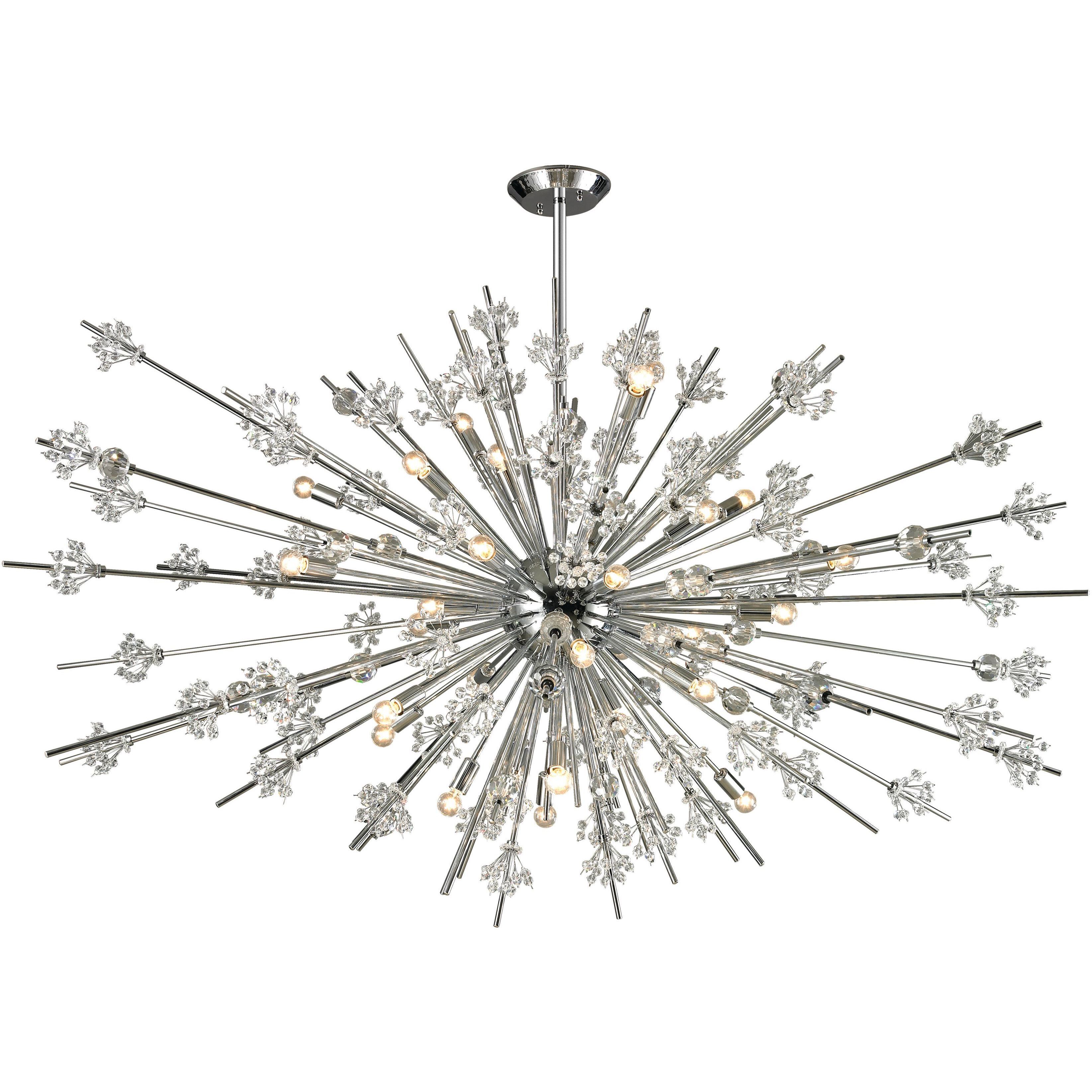 Starburst 31 Light 72 inch Polished Chrome Chandelier Ceiling Light