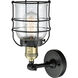 Franklin Restoration Small Bell Cage 1 Light 5 inch Black Antique Brass Semi-Flush Mount Ceiling Light in Clear Glass, Franklin Restoration