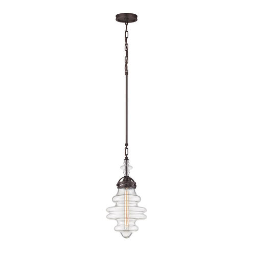 Malone 1 Light 10 inch Oil Rubbed Bronze with Clear Mini Pendant Ceiling Light