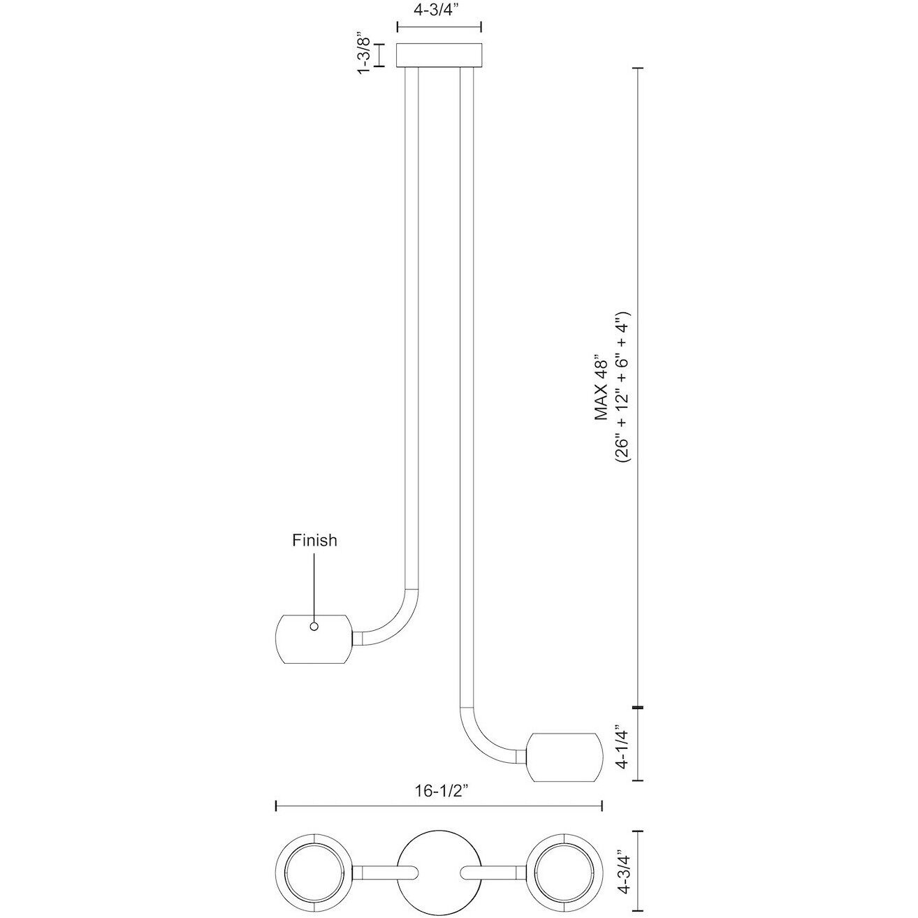 Flux LED 4.75 inch Gloss White Multi Pendant Ceiling Light