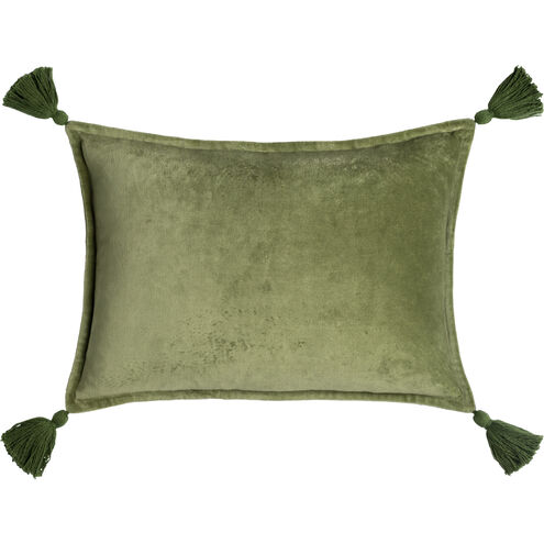 Cotton Velvet 19 inch Grass Green Pillow Kit, Lumbar