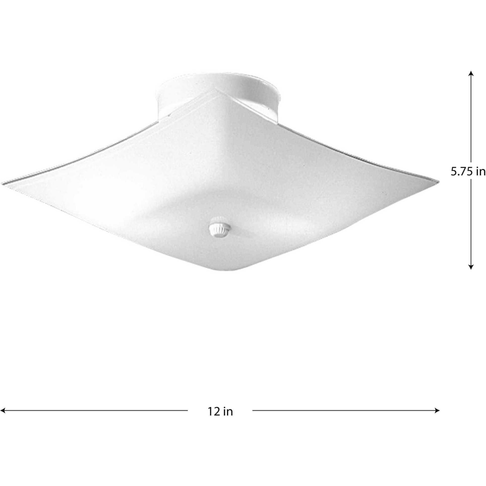 Square Glass 2 Light 12 inch White Flush Mount Ceiling Light