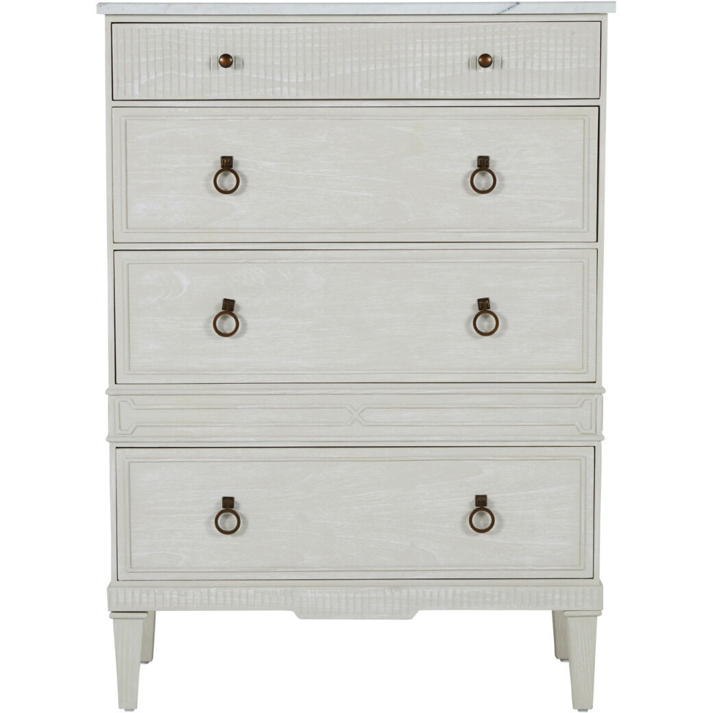 Archie Cerused White / Agros White Stone / Antique Bronze Cabinet