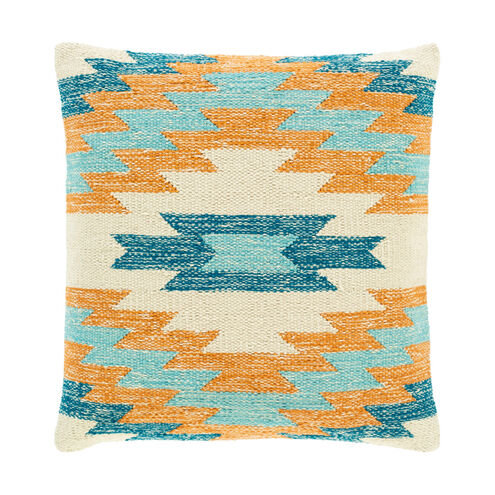 Anika 22 X 22 inch Burnt Orange/Ivory/Sky Blue/Aqua Pillow Kit, Square