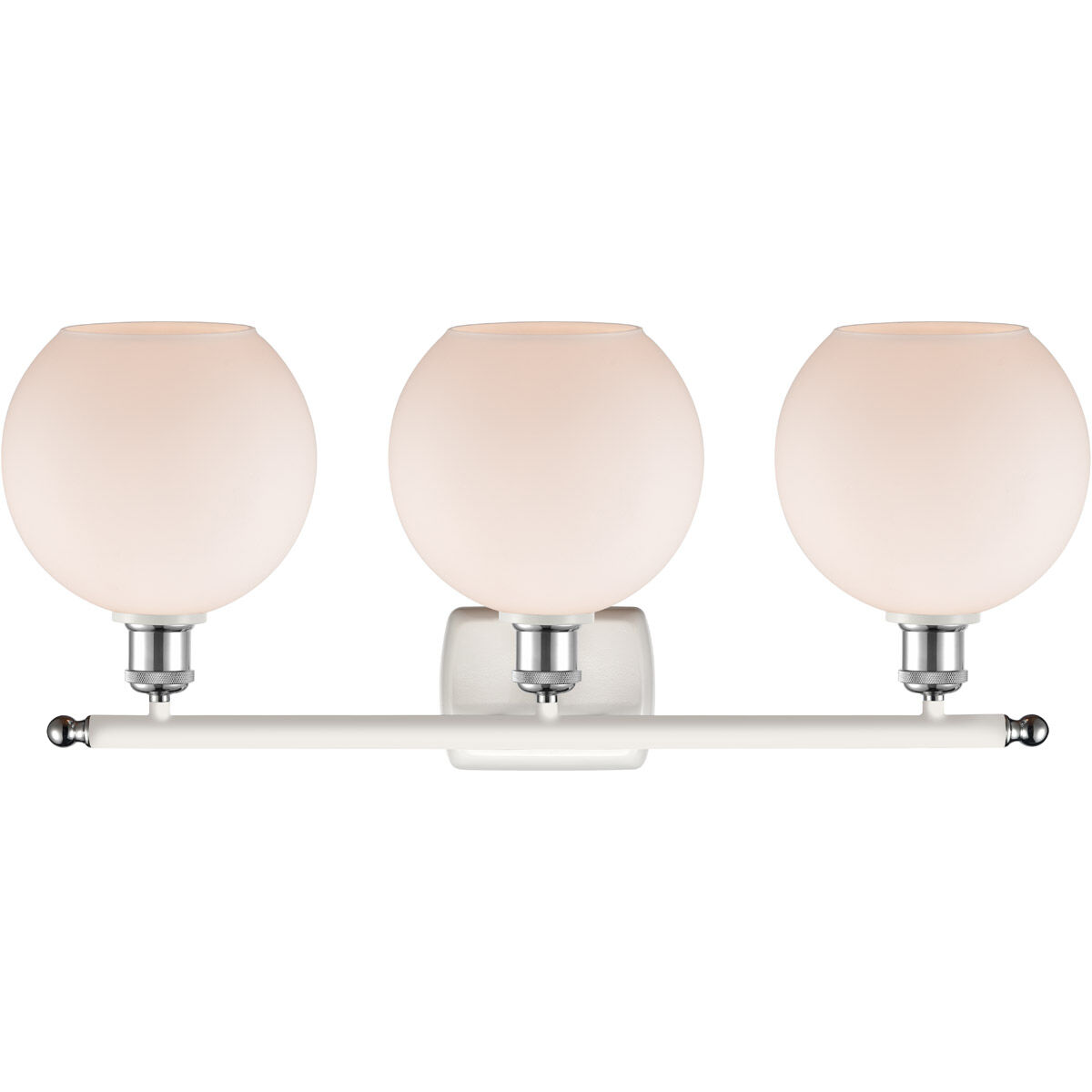Ballston Athens 3 Light 26 inch White and Polished Chrome Bath Vanity Light Wall Light in Matte White Glass, Ballston