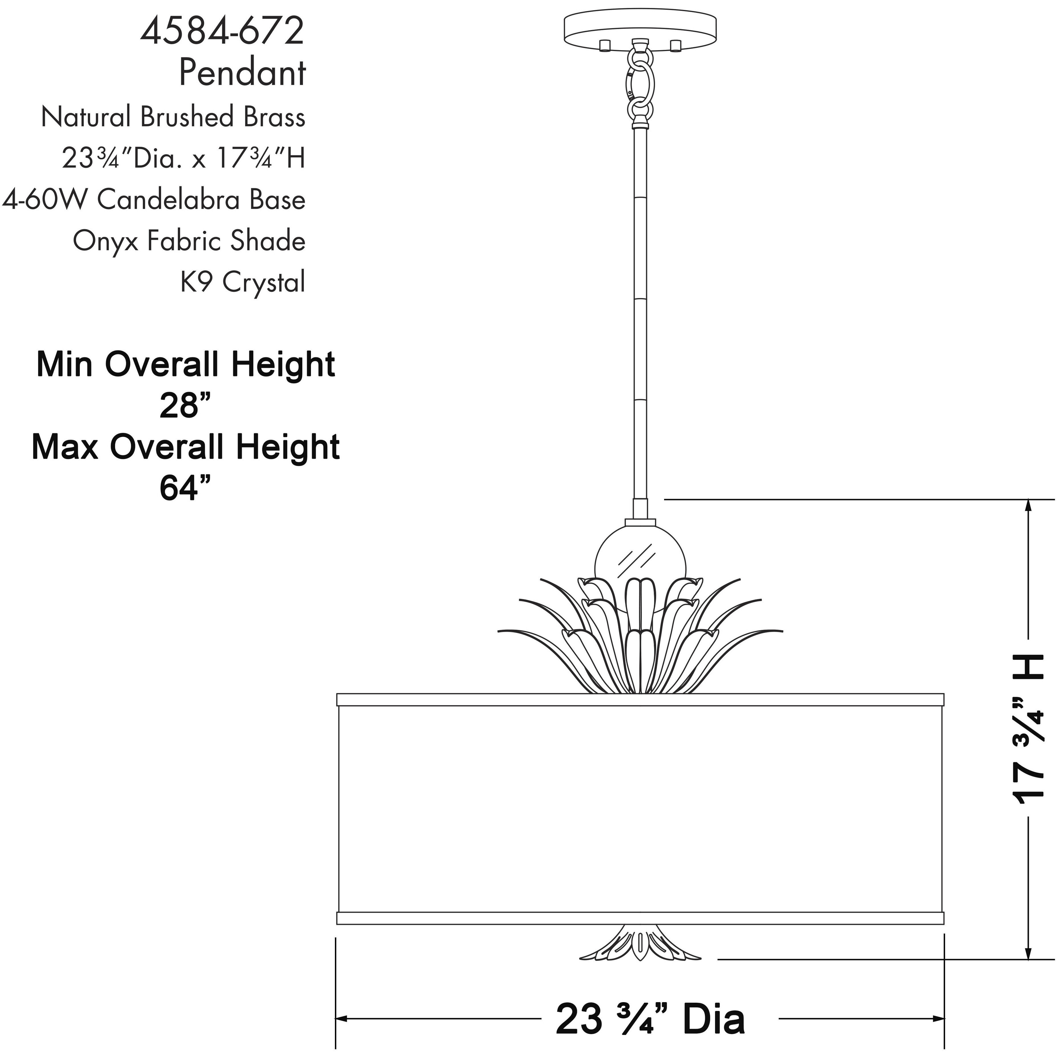 Caprio 4 Light 23.63 inch Natural Brushed Brass Pendant Ceiling Light