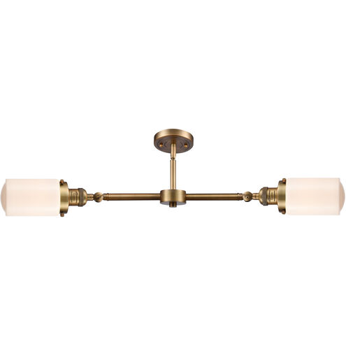 Franklin Restoration Dover 2 Light 21 inch Brushed Brass Island Light Ceiling Light in Matte White Glass, Franklin Restoration