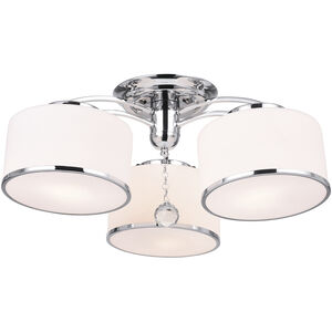 Frosted 3 Light 24 inch Chrome Drum Shade Flush Mount Ceiling Light