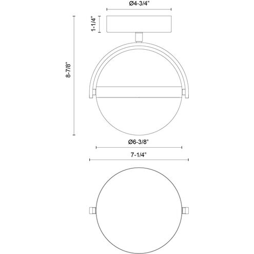 Globo LED 6.38 inch Brushed Gold Flush Mount Ceiling Light