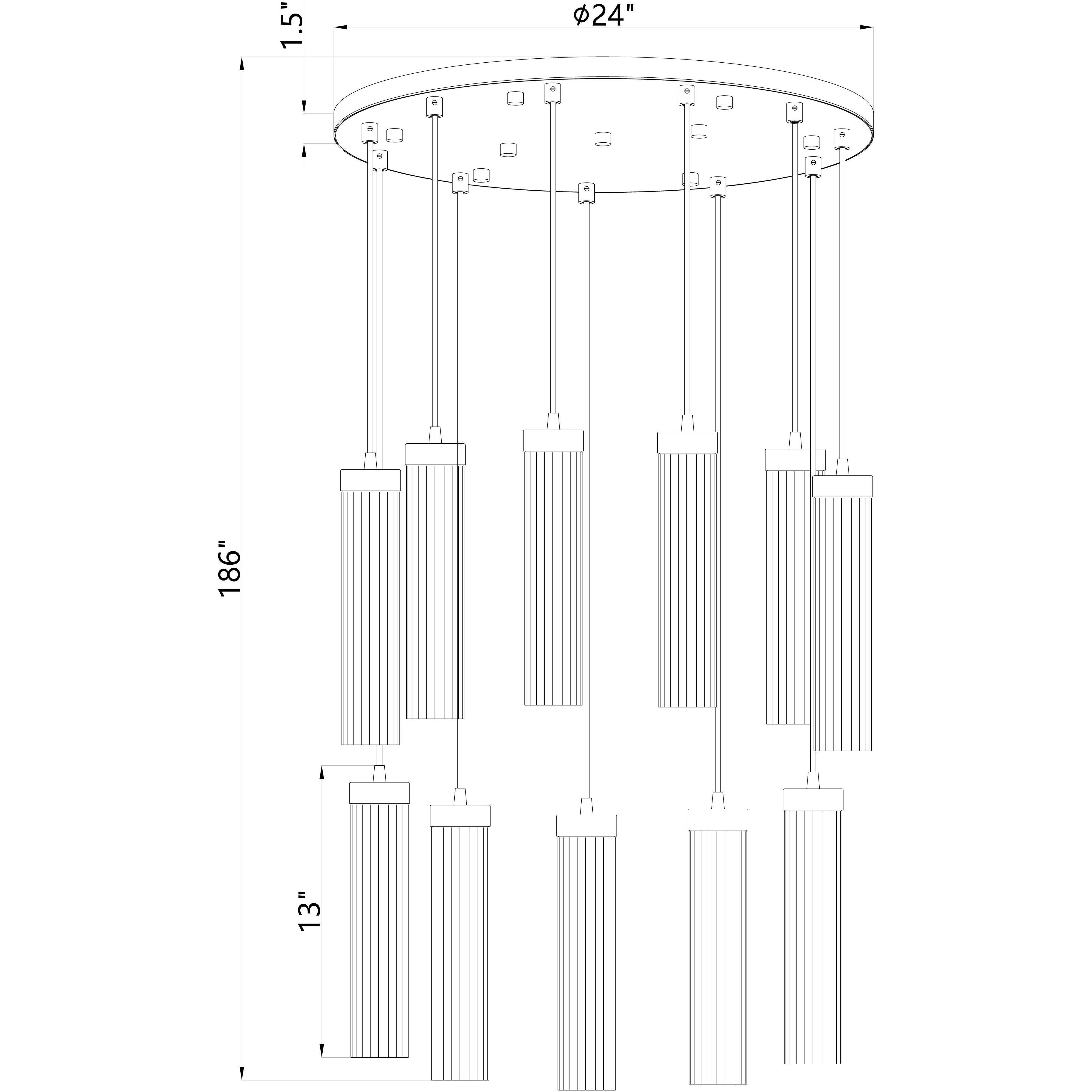 Beau 11 Light 24 inch Matte Black Chandelier Ceiling Light