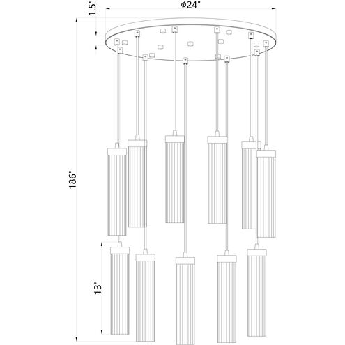 Beau 11 Light 24 inch Matte Black Chandelier Ceiling Light