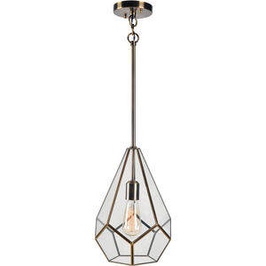Gemma 1 Light 12 inch Clear Glass With Burnished Antique Metal Pendant Ceiling Light