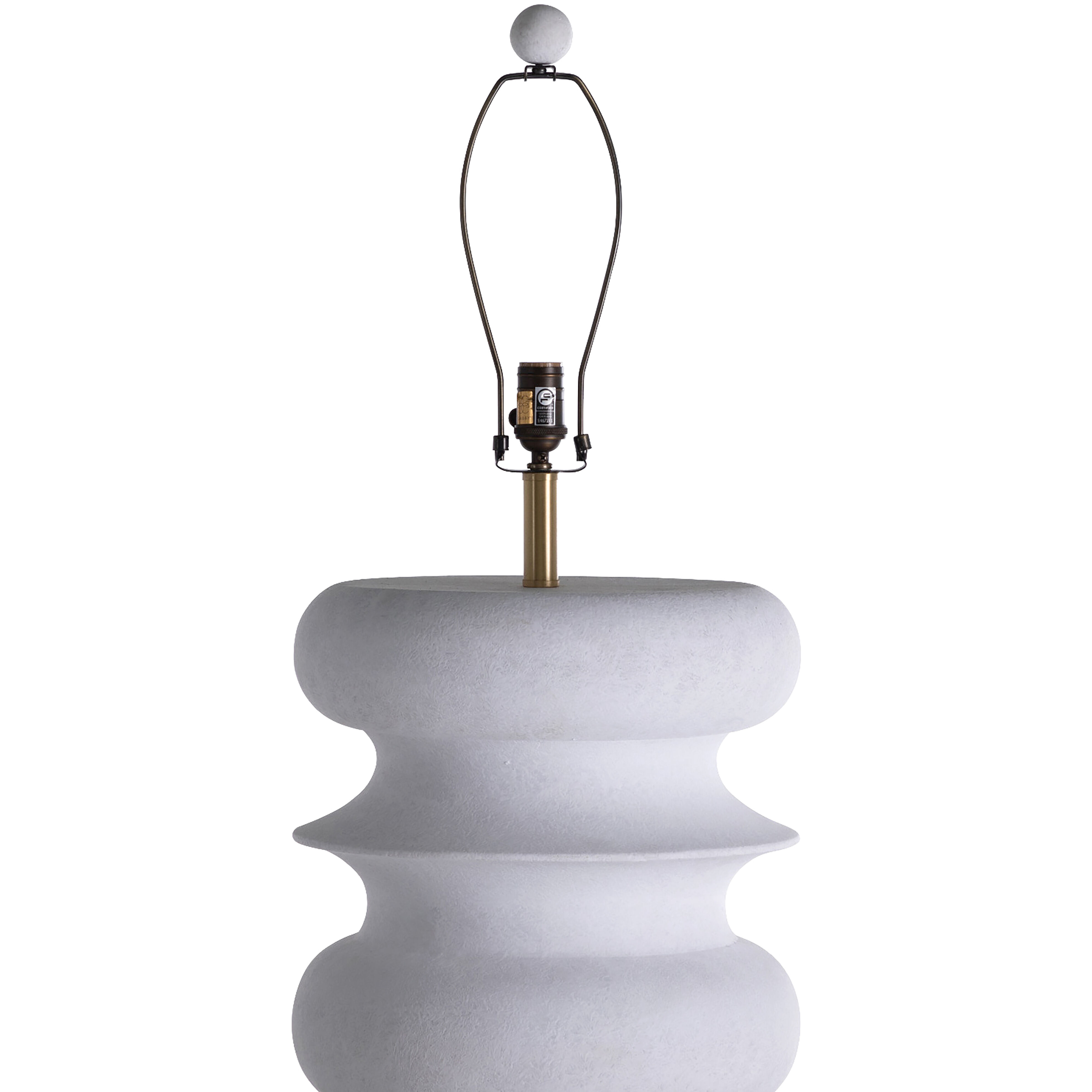 Claudius 39.25 inch Plaster White and Smokey Gray Linen Table Lamp Portable Light