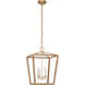 Chapman & Myers Darlana5 LED 17 inch Antique-Burnished Brass and Natural Rattan Wrapped Lantern Ceiling Light, Medium