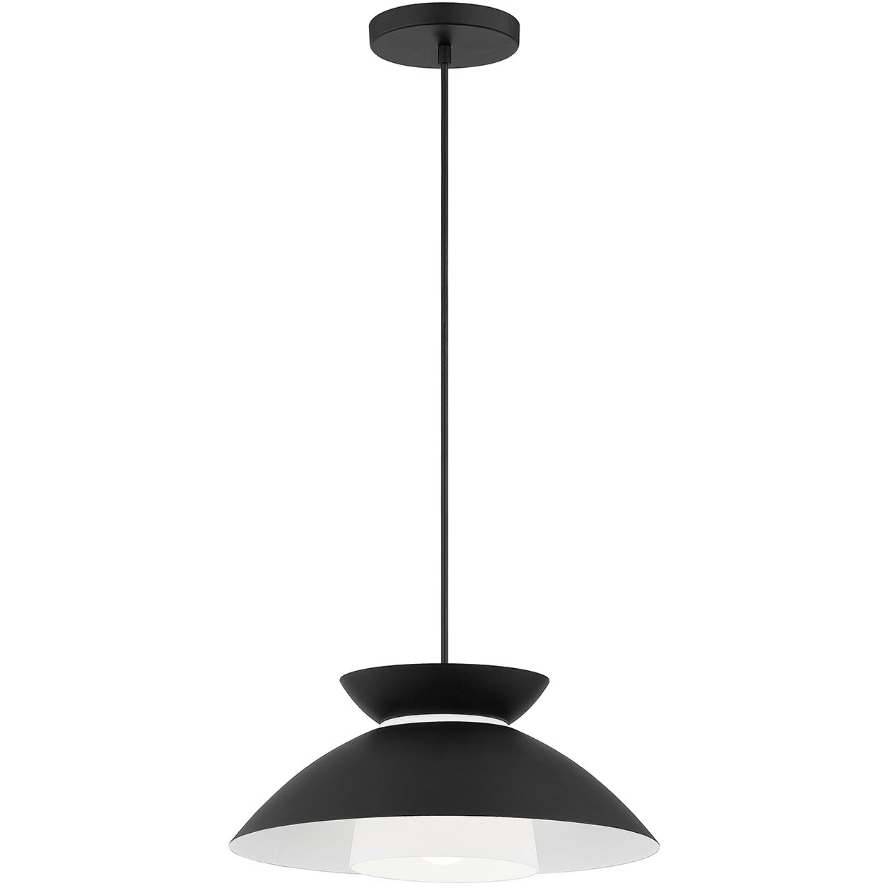 Fusion Collection 1 Light 14.25 inch Matte Black Pendant Ceiling Light, Noreen Family
