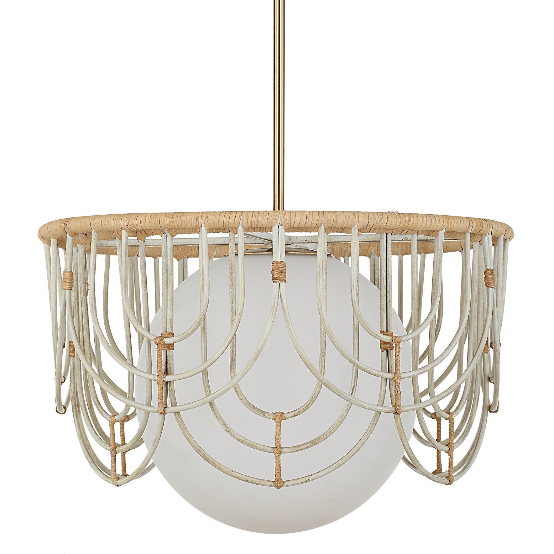 Arches 1 Light 20 inch Warm White and Natural Rattan Pendant Ceiling Light