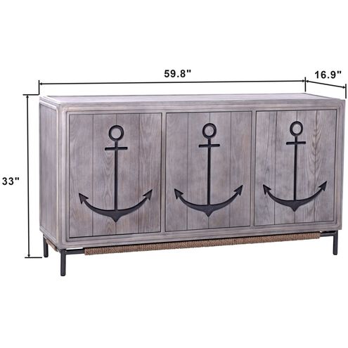 StyleCraft Home Collection SF26436DS Anchor 16.93 inch Grey Wash and Silver  Sideboard