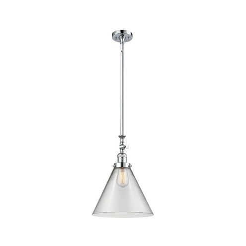 Franklin Restoration X-Large Cone LED 12 inch Polished Chrome Mini Pendant Ceiling Light in Clear Glass, Franklin Restoration