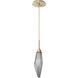 Rock Crystal LED 3.9 inch Gilded Brass Pendant Ceiling Light in Chilled Smoke, 2700K LED