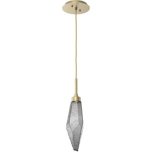 Rock Crystal LED 3.9 inch Gilded Brass Pendant Ceiling Light in Chilled Smoke, 2700K LED