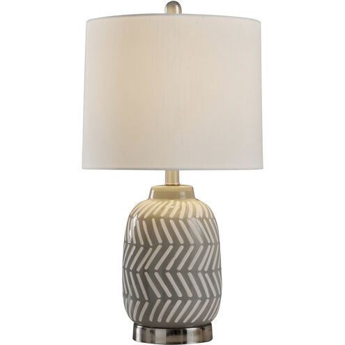 Signature 23.25 inch 60 watt Grey and Whiten Brushed Nickel Table Lamp Portable Light