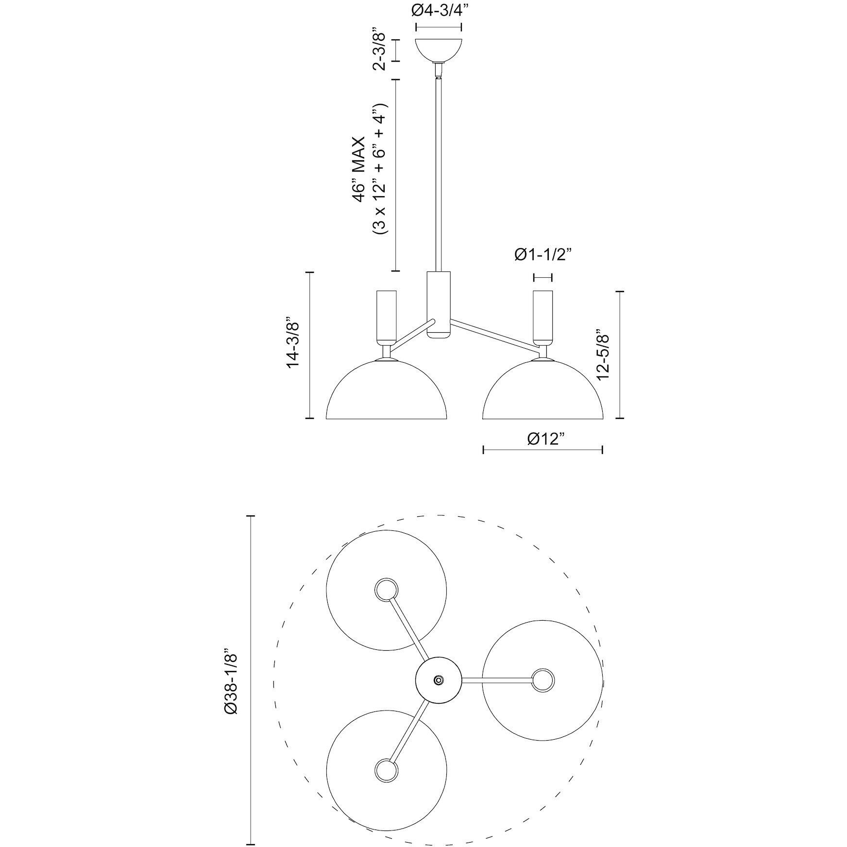 Alora Mood Jude 3 Light 38.13 inch Matte Black Chandelier Ceiling Light