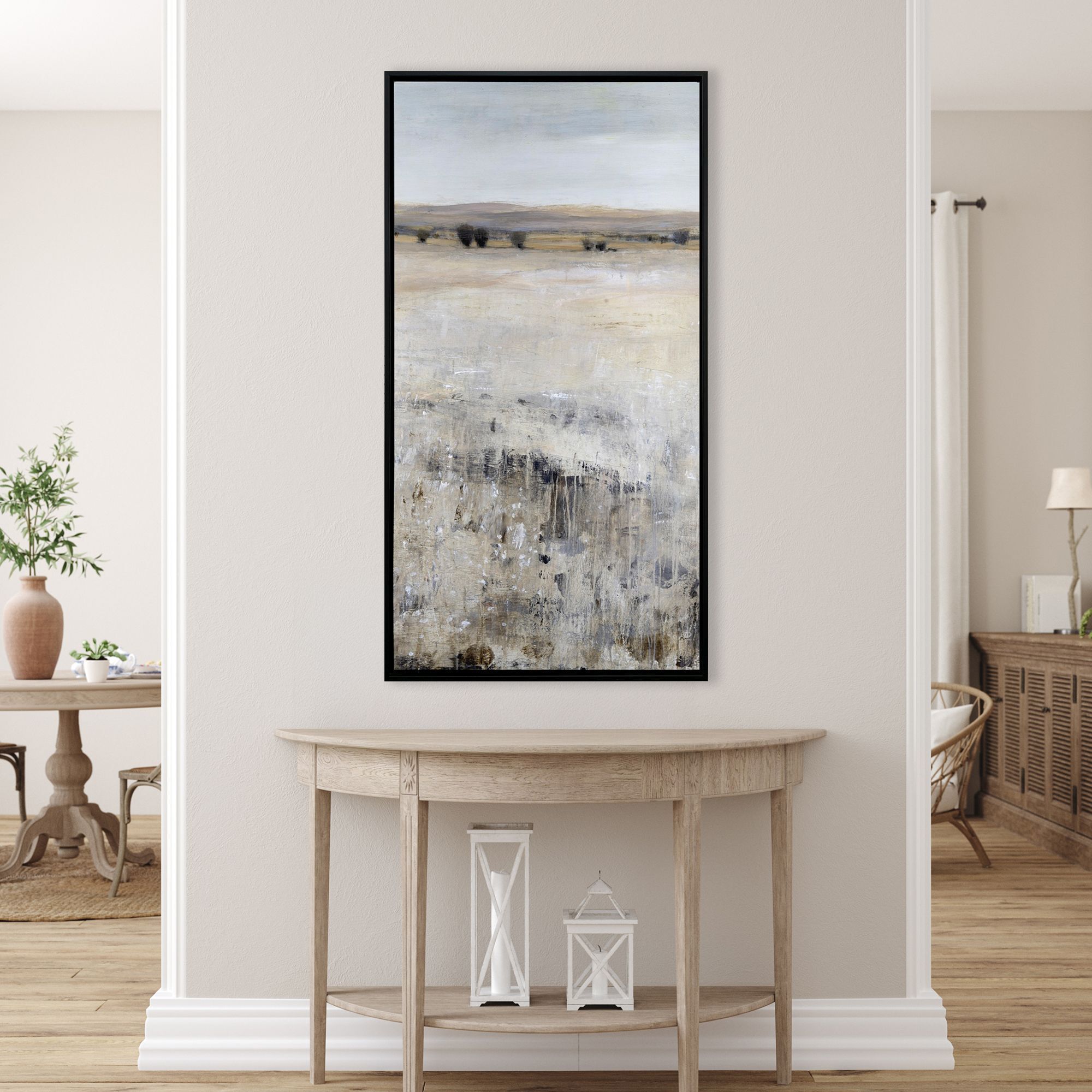 Wild Pasture Gray and Beige and Blue and Multi Canvas
